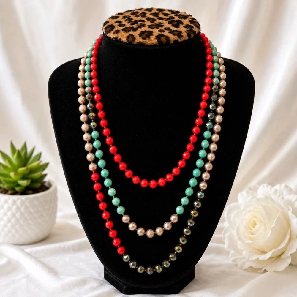 Boho Multi-Strand Faceted Beaded Necklace